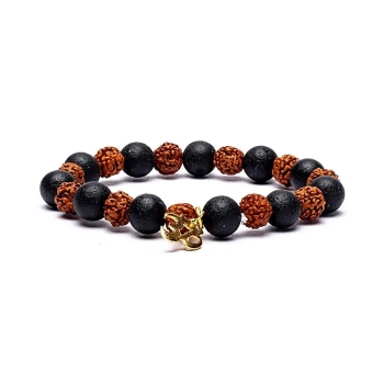 Bransoletka Rudraksha - lawa wulkaniczna  - OM