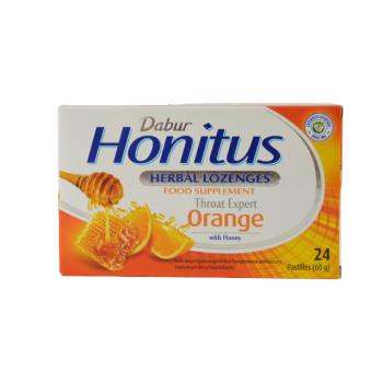 Dabur Honitus tabletki do ssania na gardło i kaszel 24 tabl -  orange
